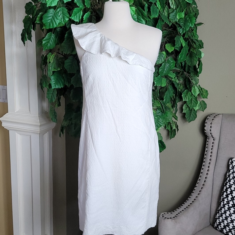 Ann Taylor Womens White Assymetrical Midi Dress